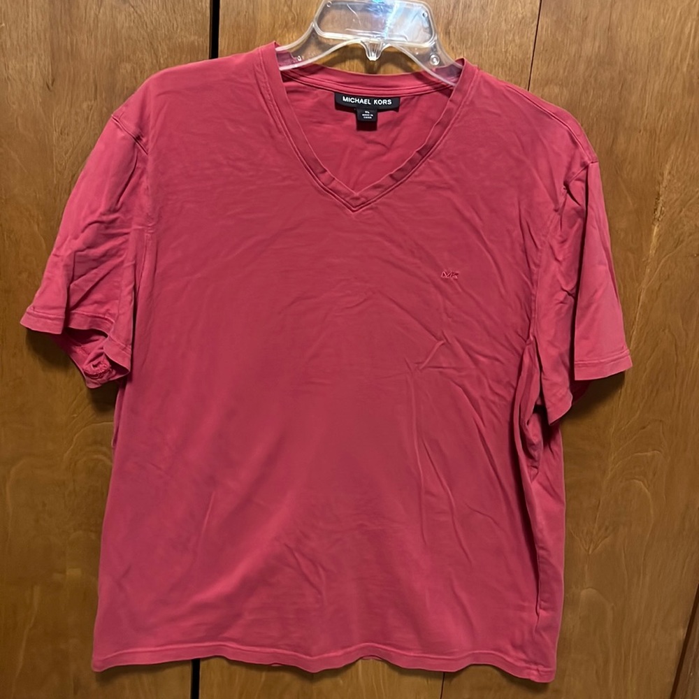 Dark Pink MICHAEL KORS V-neck T-shirt